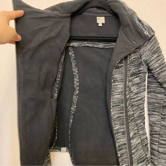 Bench Vail Fleece Lined Black & White tweed Jacket asymmetrical zipper -XS/4 - Picture 13 of 14